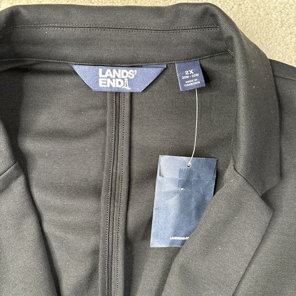 Lands End Two Button Ponte Blazer Women's Size 2X Black Pockets Stretch - Picture 2 of 9